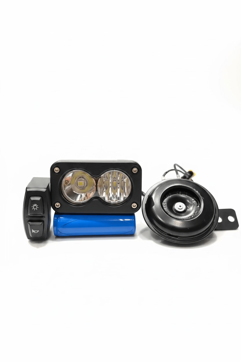 Baja light and horn combo rechargeable (comes with battery and charger) suitable for all bikes (also comes with a switch for both horn and Baja)